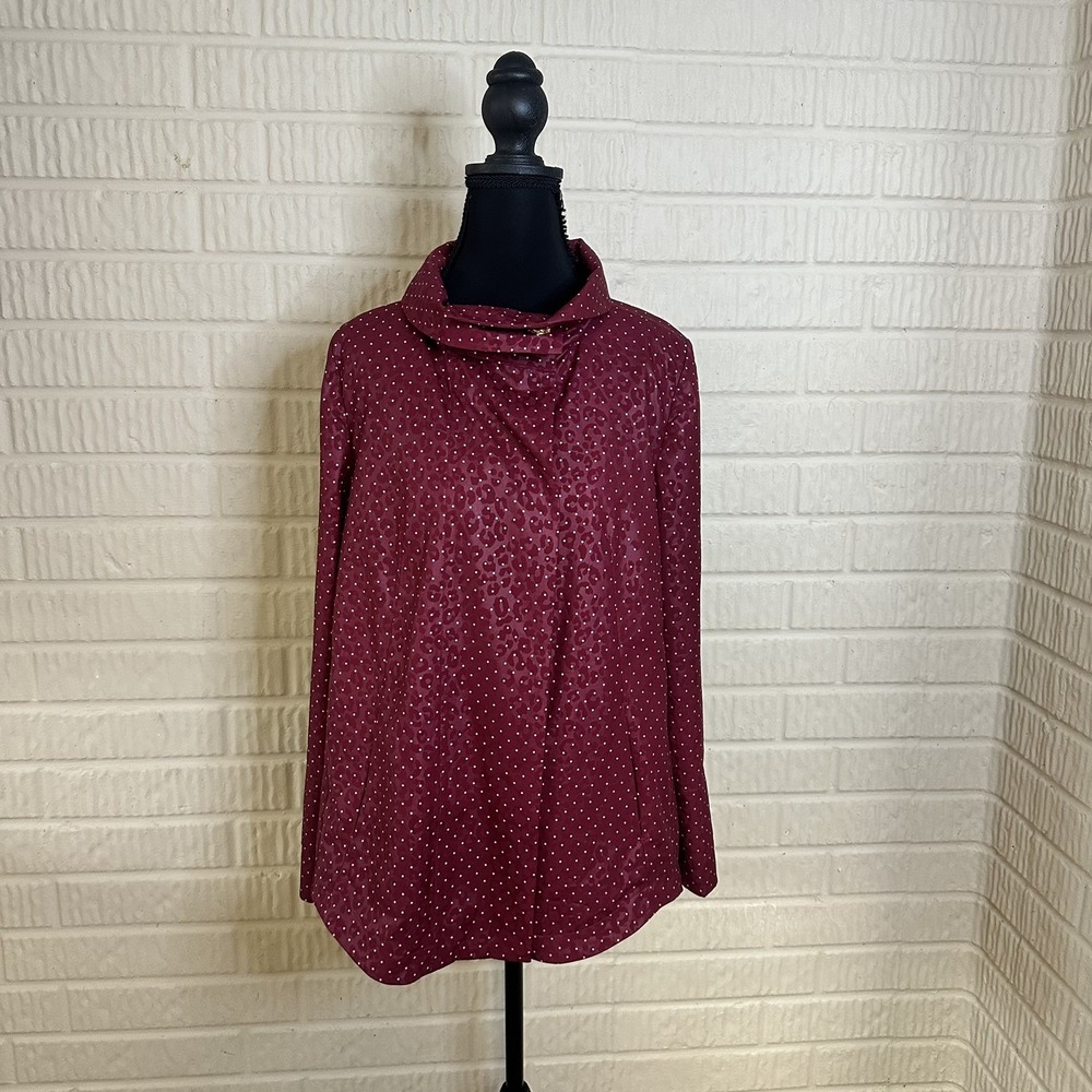 NWT Chico's Zenergy Leopard Polka Dot Windbreaker Jacket Raspberry Sz 0 (S)